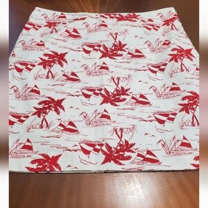 Talbots White Mini Skirt with Red Tropical Print New With Original Tags Nwt